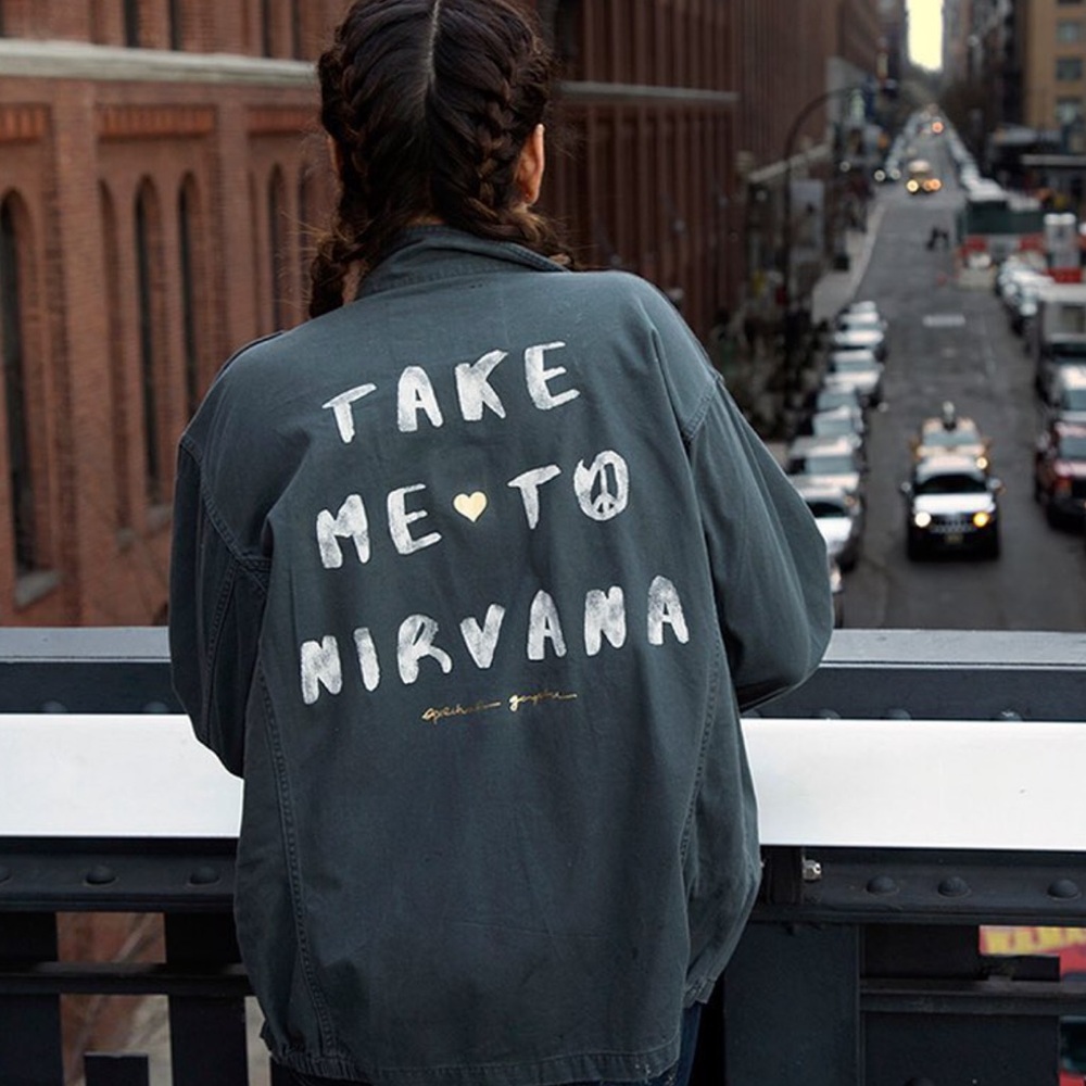 Spiritual Gangster Take Me To Nirvana Army Jacket in Smokey Emerald